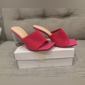 Stylish pink Women's Mules with Clear Heels